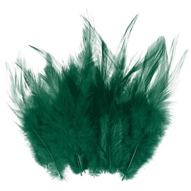 M METERXITY 300-Pack Saddle Hackle Rooster Feather, 3-6 Inch / 8-15cm Bulk Natural Fluffy Feathers for Crafting/Wedding/Dream Catcher/DIY Crafts Decorations [Dark Green]