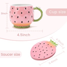 Noviko - Taza de té y platillo de cerámica con platillo, 8 onzas (rosa)