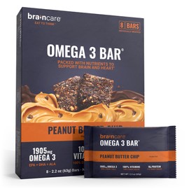 Omega 3 Fig Bars, Fish oil Alternative, Peanut Butter Chip Gluten-Free Protein Snacks, 1,905mg Omega-3 oil, Perfect High-Protein Meal Replacement Breakfast Bars for Healthy Adults (8 Count)