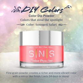 SNS Healthy Natural Nails SNS Nail Dip Powder Colors, Gelous Color Dipping Powder - Serengeti Safari (Pink, Red Cream) - Long-Lasting Low-Odor Dip Nail Colors for Healthier Nail Beds, Professionals & At-Home DIY - 0.5 oz