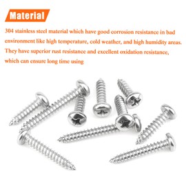 #8 x 1/2" 5/8" 3/4" 1" 1-1/4" Wood Screws Set, HELIFOUNER 125 Pieces Phillips Pan Head Self-Tapping Screws Assortment Kit, Phillips Pan Head Wood Screws, 304 Stainless Steel