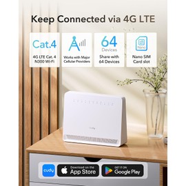 Cudy N300 WiFi Modem Unlocked 4G LTE Router with SIM Card Slot, 300Mbps WiFi, Cat4, High Gain Internal Antennas, VPN, Plug and Play, LT400E