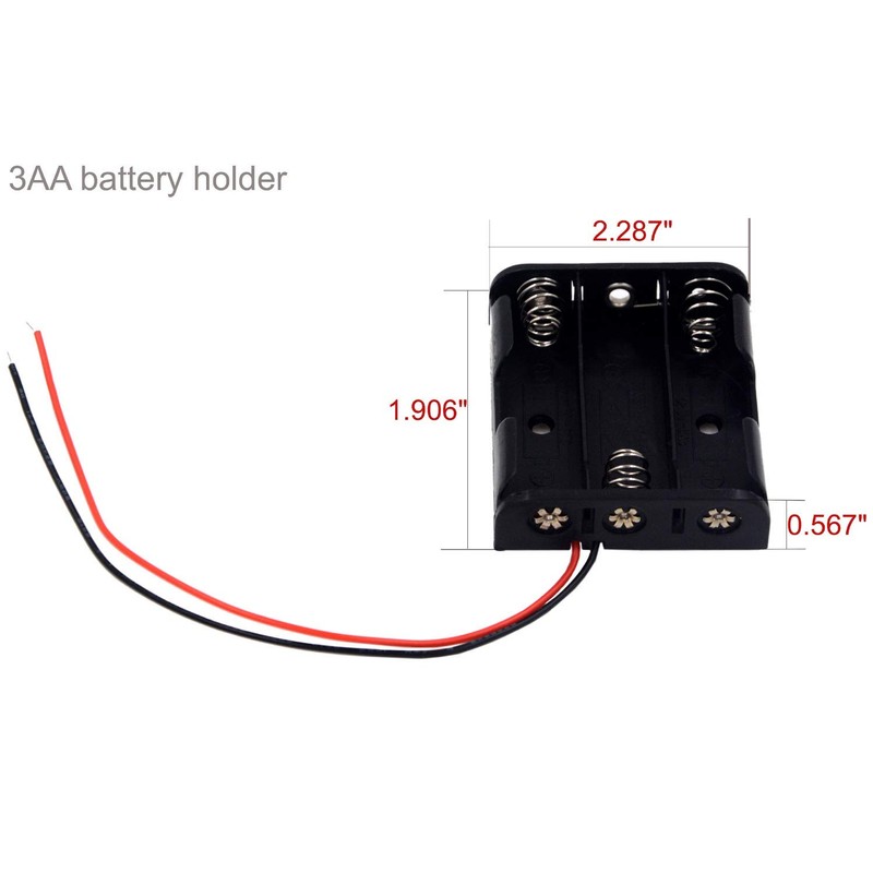 LampVPath (Pack of 3 3 AA Battery Holder with Leads,