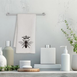 Mancheng-zi Retro Queen Bee Kitchen Towels, Queen Bee Gifts for Women, Bee Dish Towels for Kitchen, Bee Hand Towels for Kitchen Bathroom, Bee Kitchen Bathroom Decor, 16x24 Inches