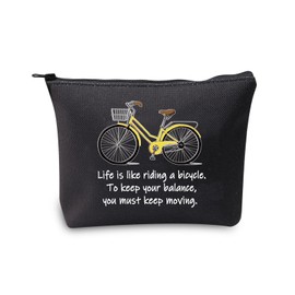 MBMSO Bicycle Gifts Cosmetic Bag Bicycle Makeup Bag Life is Like Riding a Bicycle Zipper Pouch Cyclist Gifts for Women Cycling Toiletry Bag Organizer Case (Life bicycle black)