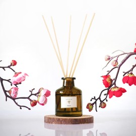 PRISTINE Sakura Reed Diffuser for Home | Cherry Blossom Flower Sakura Oil Diffuser & Reed Diffuser Sticks with Essential Oil Reed Diffuser Set | Home & Office | Perfect Blend for Calming & Restoring