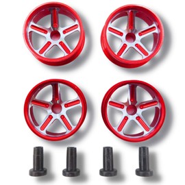 TAGATORON Medium Diameter Low Height 5 Spoke Aluminum Wheel Diameter 0.8 inch (20 mm) Bushing Included, Set of 4 (3. Red)