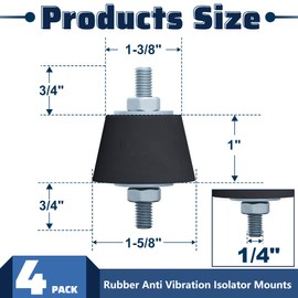 Pearwow 4 Pack Rubber Studs Shock Absorber,Rubber Anti Vibration Isolator Mounts Shock Absorbing Isolator Mounting Pads for Mini Split Heat Pumps,Air Compressors,Diesel Engines,Garage Motor,M8 (Small)