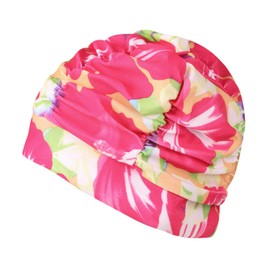Baoxinjp Swim Cap, Quick Drying, Waterproof, Breathable, Pleat, Floral Pattern, Fit, Stretchy, Skin-friendly, Stylish, Swimming Cap, Women's, Swimming Cap, For Adults, Pools, Beaches, Swimming, Rosy