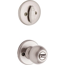 Kwikset 96900-320 Polo Entry Knob and Single Cylinder Deadbolt Combo Pack in Satin Nickel
