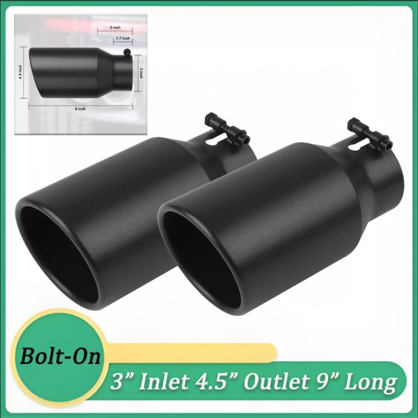 Kible Car Exhaust Tip 3'' Inlet 4.5" Outl 9" Long