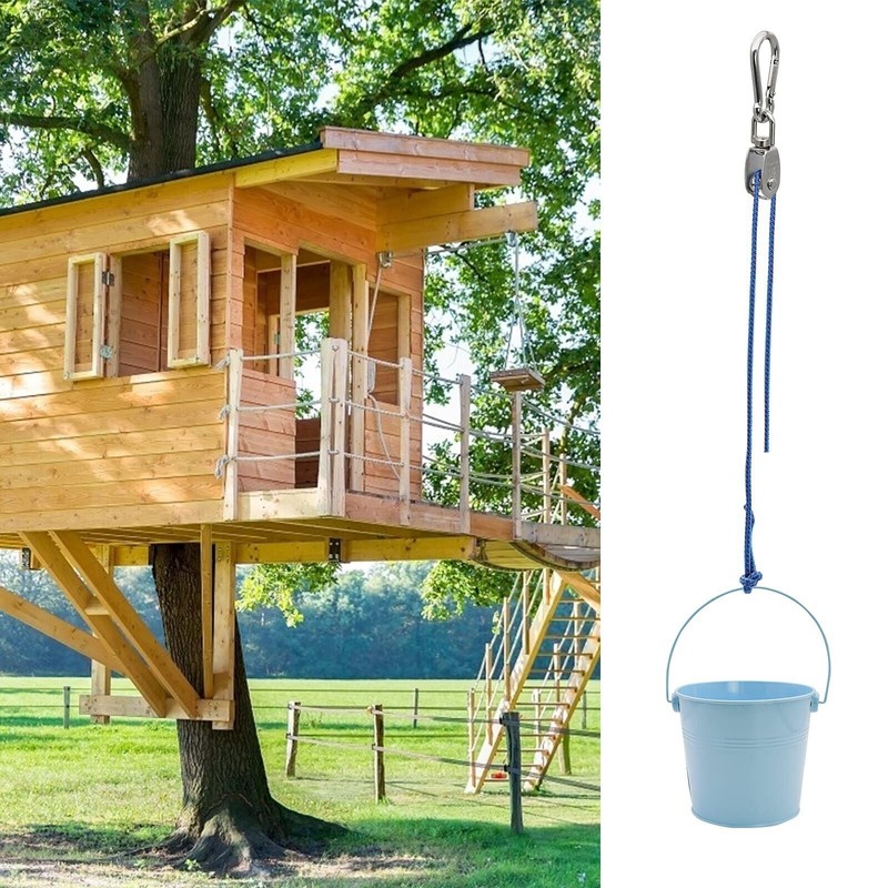 FUQUN Treehouse Accessories for Kids,Pulley with Bucket Cable, Kids Playhouse...