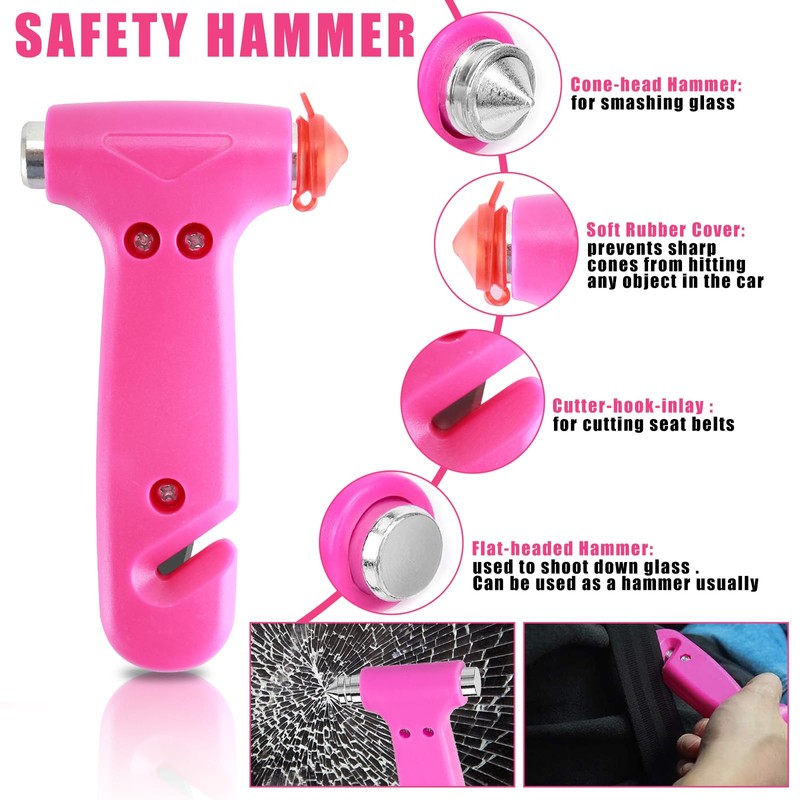 BHLUUIYER Car Emergency Kit, Pink Roadside Emergency Car Kit with