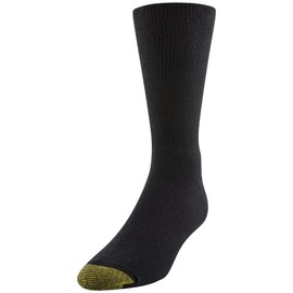 GOLDTOE Men's Non Binding Crew Socks, Multipairs, Black (3-Pairs), Large