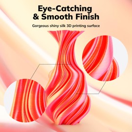 AMOLEN Silk PLA 3D Printer Filament Bundle, Shiny Multicolor Rainbow PLA Filament 1.75mm Pack