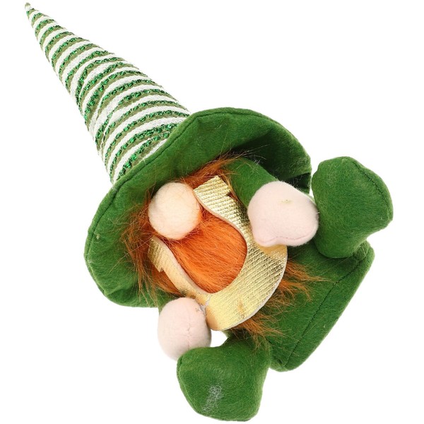 PRETYZOOM green hat doll ornament Irish Leprechaun Gnomes Doll Festival Desktop Adornment st patricks day leprechaun irish gnomes decorations green irish gnome Lucky elder ornaments cloth