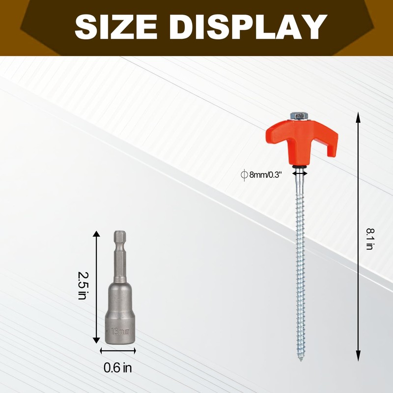 4/8/12/ Pack Screw in Tent Stakes Heavy Duty,8 Inch Ground