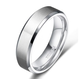 TIGRADE Titanium Rings 4MM 6MM 8MM 10MM Wedding Band in Comfort Fit Matte for Men Women, Silver 6MM, Size 4.5