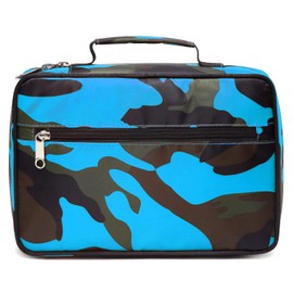 BLUEFAIRY Kids Adventure Bible Cover for Boys Scout Camping Field Handbook Book Carrier Carrying Bag Protective Case Journal Holder Organizer Camouflage Nylon Waterproof Christmas Gift (Blue Camo)
