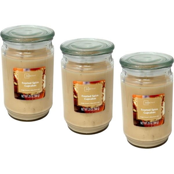 Mainstays 20oz Scented Candles 3-Pack (Frosted Spice Cupcakes)