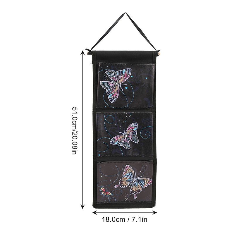 Wall Hanging Storage Bag DIY Diamond Printed Butterflies Storage Bag