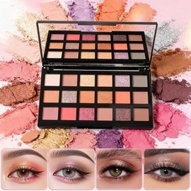 Paleta de Maquillaje para Sombra de Ojos, Espejo CosméTico Integrado En Paleta de Sombras con Acabado Mate,Paleta Sombras de 18 Tonos,Difuminado...   