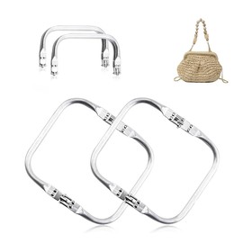 2 PCS Aluminum Purse Frame, 200×85mm U-Shaped Bag Inner Handle, Kiss Lock Clasp Clutch Frame Hardware Replacements for DIY Craft Pouch Bag Purse Making Sewing