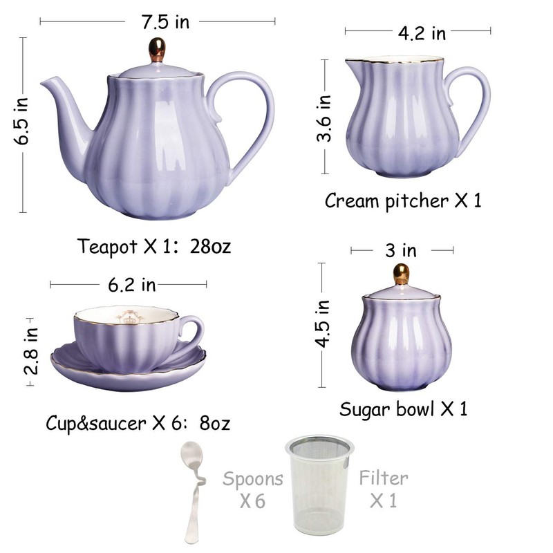 Porcelain Tea Sets British Royal Series, 8 OZ Cups& Saucer