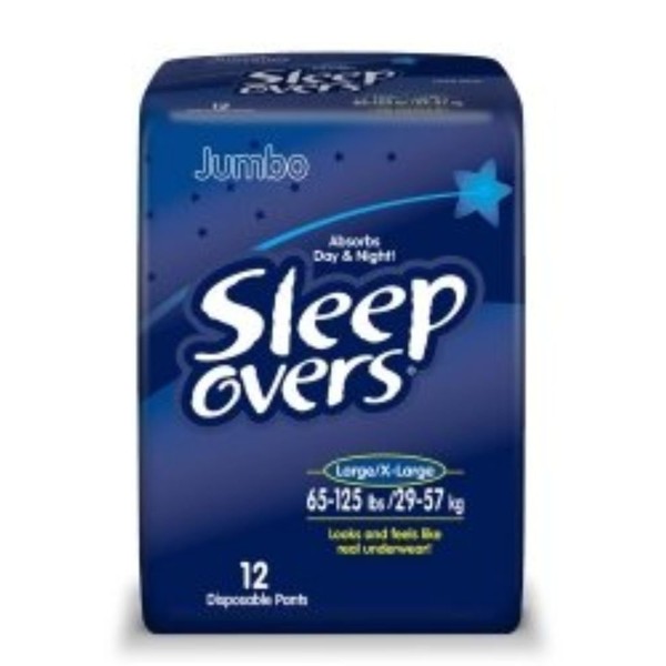 Absorbent Underwear Sleep Overs Pull On Large / X-Large Disposable