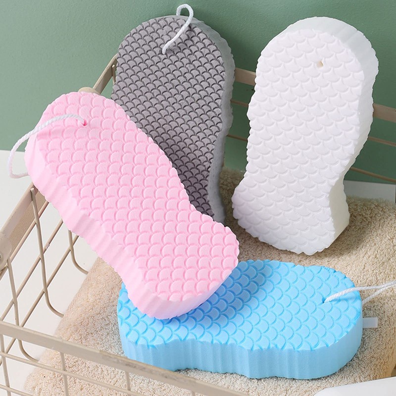 Yolispa 4pcs Exfoliating Bath Sponge Super Peeler Body Shower Brush