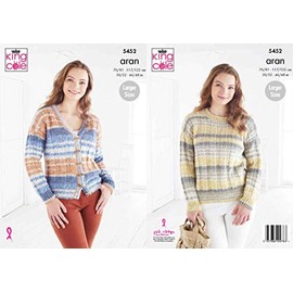 King Cole 5452 Knitting Pattern Womens Sweater and Cardigan in Drifter Aran