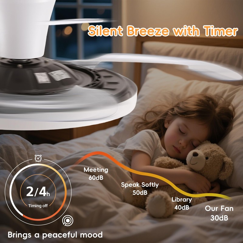 48 inch White Slim Retractable Ceiling Fan with Light and