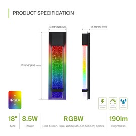 ASD LED 18 Inch Bubble Glass Wall Light Fixture | 9W 250LM RGB-3000K-5000K 100-277V | Multicolor, Waterproof, ETL Listed | Exterior Flush Mount Sconce, Outdoor-Indoor Lighting | Black