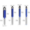 QWORK® 4 Pcs Flush Trim Router Bits Set, 1/4-Inch Shank,