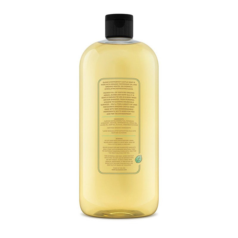 Quinn's Pure Castile Organic Liquid Soap, 32 ounce (Peppermint)