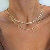 TseanYi Gold Layered Herringbone Chain Necklace Layered Twist Chain Necklace