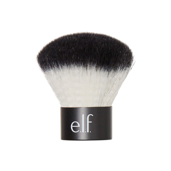 e.l.f., Kabuki Face Brush, Synthetic Haired, Versatile, Compact, Applies Bronzer, Powder, or Highlighter, Soft, Absorbent, Wet or Dry Product, Compact, Travel-Size, 0.64 Oz