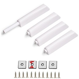 GoldRock Push to Open Push to Open Door Opener, White, Pack of 4, Tip On for Doors, Soft Close Retrofitting, Soft Close Door Damper, Magnetic Catch Damper for Cabinet Doors, Magnetic Door Closer