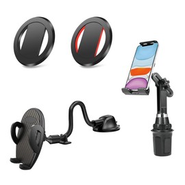 Juego combinado de 4 soportes para teléfono para coche, soporte magnético para el salpicadero del parabrisas, brazo largo, ventosa para teléfono,...  