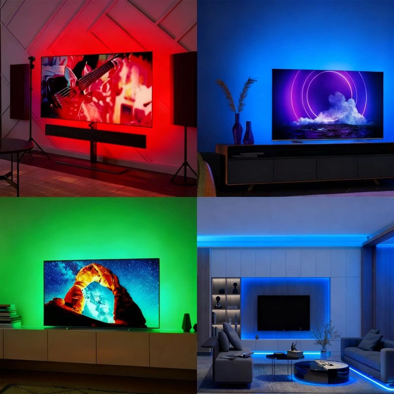 LED Strip Light with Remote Control, Dimmable 1M Blue USB