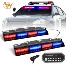 Emergency Dash Strobe Lights 2x16.8" Red/Blue 48W LED Safety Flashing Warning Light Bar for Trucks/VehiclesLight Color: Green/white, Rated Power: 48, Beam Angle: Spot
