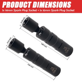 2PCS Magnet Spark Plug Socket Set,Thin Wall 5/8" & 9/16" Spark Plug Socket with 360° Rotation and 3/8" Drive,12 Point Heavy Duty Sparks Plugs Removal Tool Car Tools for Engine Maintenance (14mm+16mm)