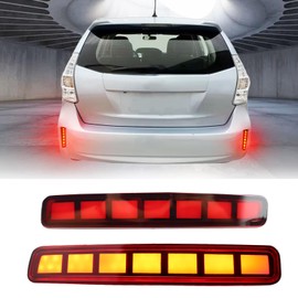 PGTOPONE Upgrade LED Rear Bumper Reflectors Light Fog Brake Tail Lamps Compatible with 2012-2017 Toyota Prius V & 2014-2016 Scion tC Replace OEM Stock Reflector Sequential Turn Signal Light (Red)