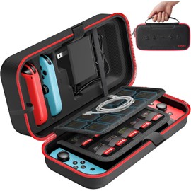 Funda Nintendo Switch OLED, Estuche Nintendo Switch, Case de Transporte Portátil para Joy-Con y Adaptador, Carcasa Rígida Protectora para Interruptor