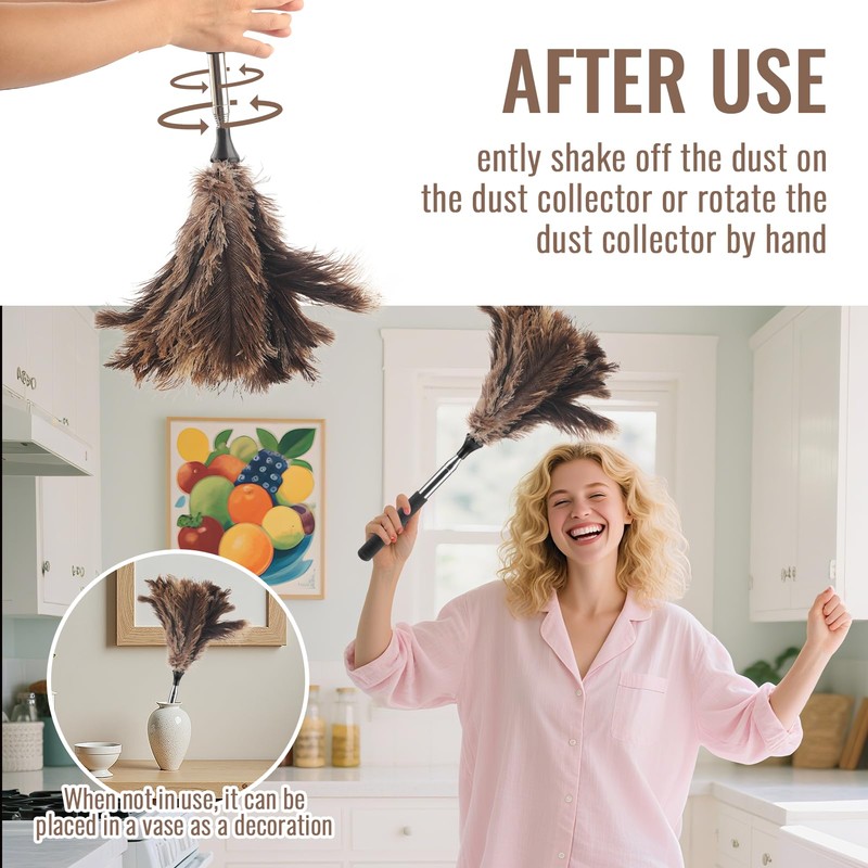EukyPlace Retractable Feather Duster, 40-Inch Handheld Washable Dusters for Cleaning,