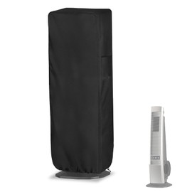 Exokugo Outdoor Tower Fan Cover, Heavy Duty 600D Waterproof Dustproof Cover for Portable Electric 40-42" Tower Fans, Black