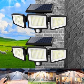 Tuffenough Solar Outdoor Lights 2500LM 210LED Security Lights,3 Heads Dimmable SpotLights with 3 Modes,IP65 Waterproof(1 Packs):_(2 Packs)