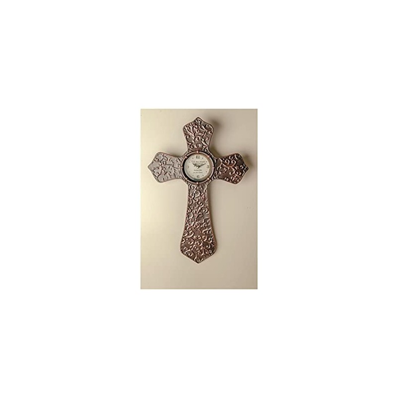 Manual Woodworker Wall Clock-Antique Bronze Cross (13.5" x 20.5")