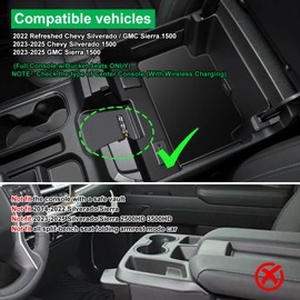 Wexyldra Center Console Organizer for 2023-2025 Chevy Silverado & GMC Sierra 1500, Refreshed 2022 Silverado/Sierra 1500 Models, Tray with Console Liners, (Full Console w/Bucket Seats ONLY) Black