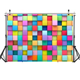 ZZBYSM 7X5FT Colorful 3D Cube Pattern Photo Backdrop Birthday Party Photography Backdrop Event Decoration Backdrop Cartoon Themed Party Wedding BY315